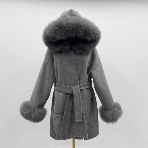 Oversized Fur Collar Hooded Double-Sided