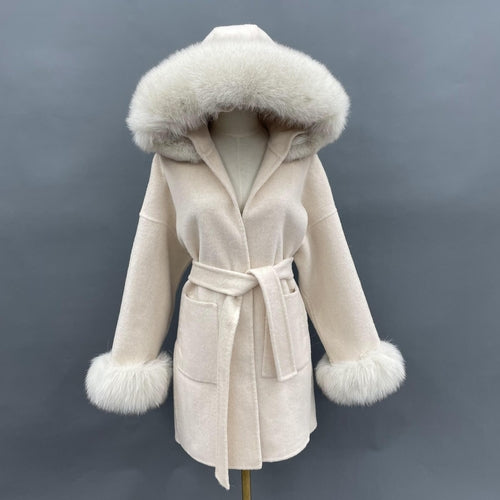 Oversized Fur Collar Hooded Double-Sided