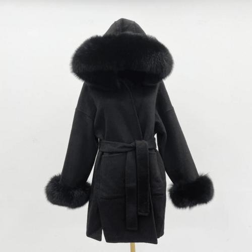 Oversized Fur Collar Hooded Double-Sided