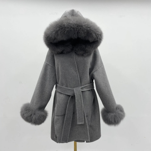 Oversized Fur Collar Hooded Double-Sided